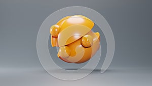 Orange ball in the style of futurism. Illustration Abstract 3d Render