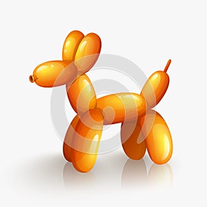 Orange balloon dog isolated on white background.