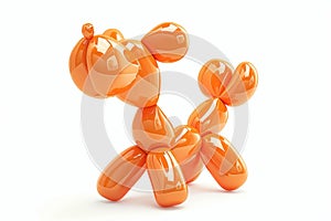 Orange Balloon Dog Sculpture on White Background
