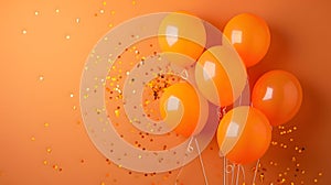 Orange balloons composition background - Celebration design