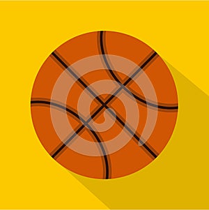 Orange basketball ball icon, flat style