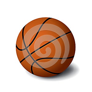 Orange basketball ball icon isolated on white background, sports equipment, vector illustration.