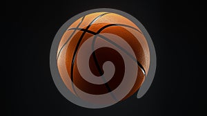 Orange Basketball with black Metallic Line Design on dark Background. Futuristic sports concept. Close-up isolated sphere ball