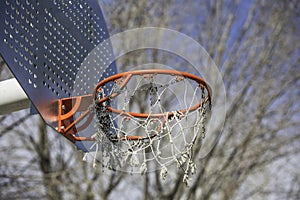 Orange Basketball hoop in the park