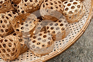 Orange basketwork with bamboo