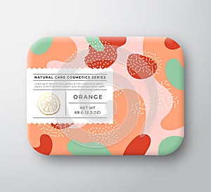 Orange Bath Cosmetics Package Box. Vector Wrapped Paper Container with Care Label Cover. Packaging Design. Modern
