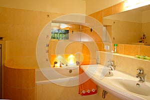 Orange bathroom interior