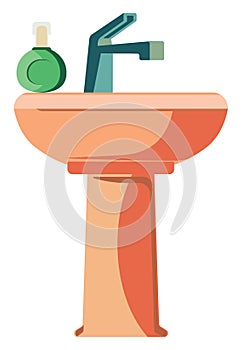 Orange bathroom sink, icon