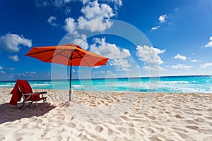 Orange beach umbrella