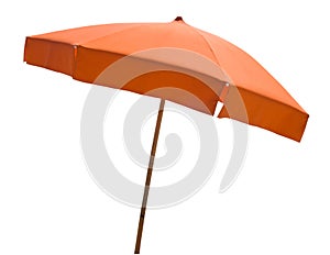 Orange beach umbrella isolated on white