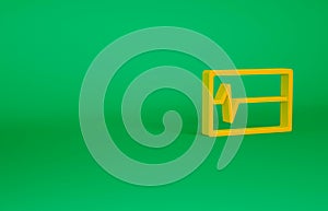 Orange Beat dead in monitor icon isolated on green background. ECG showing death. Minimalism concept. 3d illustration 3D