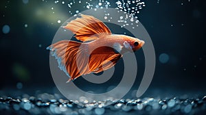 Orange Betta Fish in Aquarium