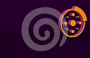 Orange Bicycle brake disc icon isolated on purple background. Minimalism concept. 3d illustration 3D render