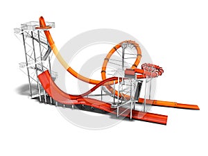 Orange big water slide with red water slide right side 3d render