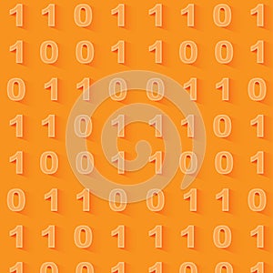 Orange binary code background. Seamless pattern.