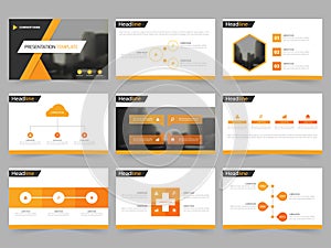 Orange black Abstract presentation templates, Infographic elements template flat design set for annual report brochure flyer