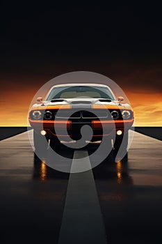 Orange and Black Dodge Challenger on Open Road photo