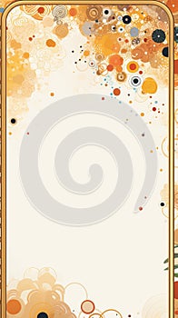 an orange and black frame with circles and swirls on it