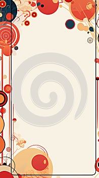 an orange and black frame with circles and swirls