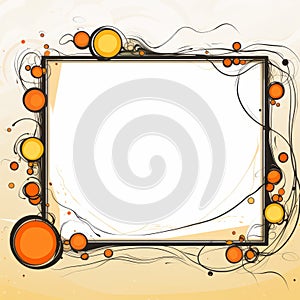an orange and black frame with swirls and bubbles