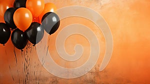 Orange Black Halloween Autumn Party Balloons Grunge Background