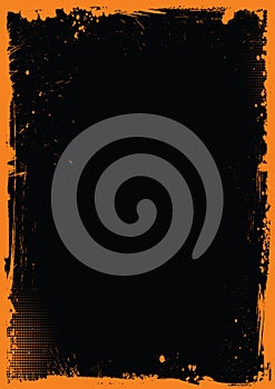 Orange and black Halloween background with grunge border