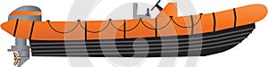 An Orange and Black Inflatable Boat