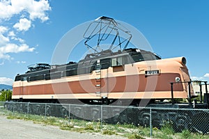 Orange and black locomotive