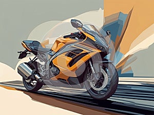 orange black motorcycle superbike, two-wheeled beast oozes power and speed photo