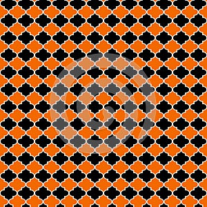 Orange and Black Quatrefoil Seamless Pattern