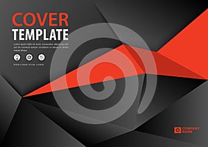 Orange and black template polygonal background, Horizontal layout, Business brochure flyer, annual report, book