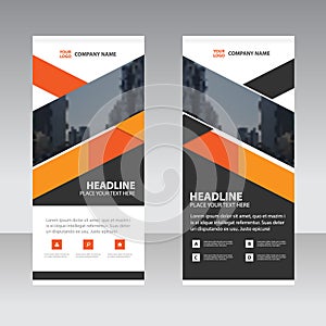 Orange black triangle Business Roll Up Banner flat design template