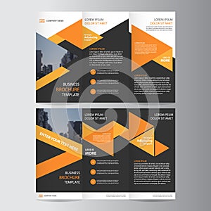 Orange black trifold Leaflet Brochure Flyer template design, book cover layout design, Abstract blue presentation templates