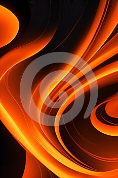 Orange and black waves. Vertical composition