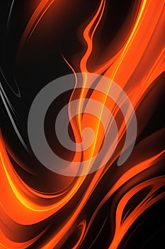 Orange and black waves. Vertical composition