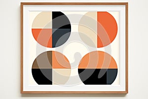 an orange black and white abstract art print