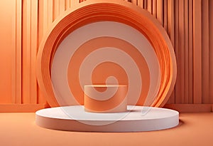 Orange black and white Padestal Podium stage 3D render illustration Minimalistic Abstract geometric background