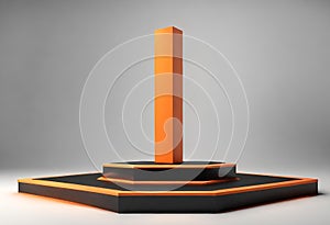 Orange black and white Padestal Podium stage 3D render illustration Minimalistic Abstract geometric background