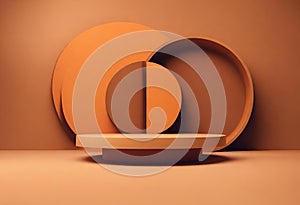 Orange black and white Padestal Podium stage 3D render illustration Minimalistic Abstract geometric background