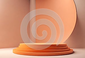 Orange black and white Padestal Podium stage 3D render illustration Minimalistic Abstract geometric background