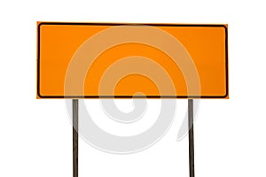 Orange Blank Rectangle Road Sign Isolated on White