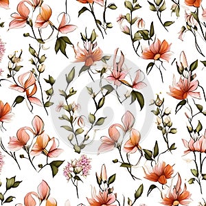 Orange Blossom Harmony: Seamless Floral Pattern