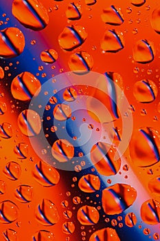 Orange and blue droplets