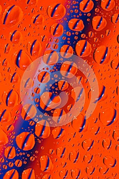 Orange and blue droplets