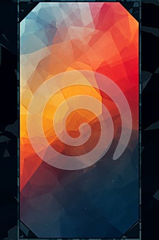 an orange blue and red geometric pattern on a black background