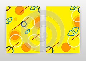 Orange blue rounds on yellow design for annual report, brochure, flyer, poster. Abstract yellow background vector illustration for