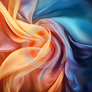 Orange Blue Silk Textile Background