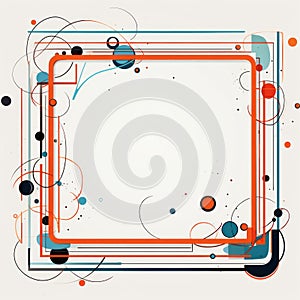 an orange and blue square frame with circles and dots