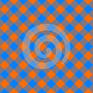 Orange and blue tablecloth diagonal seamless pattern