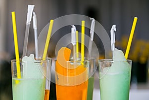 Orange and blue welcome drinks at Spring Festival party event